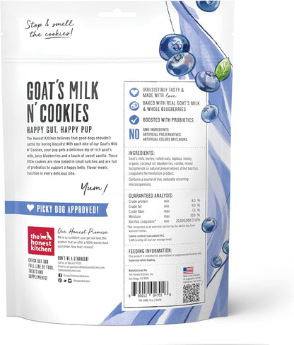 The Honest Kitchen Human Grade Goat's Milk N' Cookies Slow Baked with Blueberries & Vanilla Dog Treats, 8-oz bag