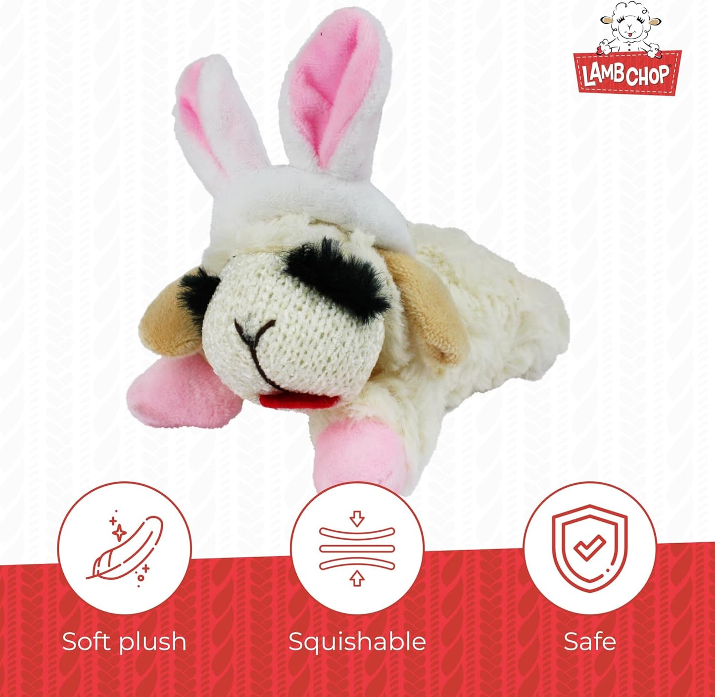 Multipet Easter Lamb Chop with Bunny Ears Plush Dog Toy