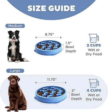 Outward Hound Fun Feeder Slo Bowl Dog Feeder, Blue, Large