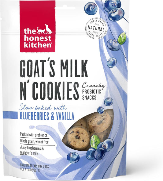 The Honest Kitchen Human Grade Goat's Milk N' Cookies Slow Baked with Blueberries & Vanilla Dog Treats, 8-oz bag