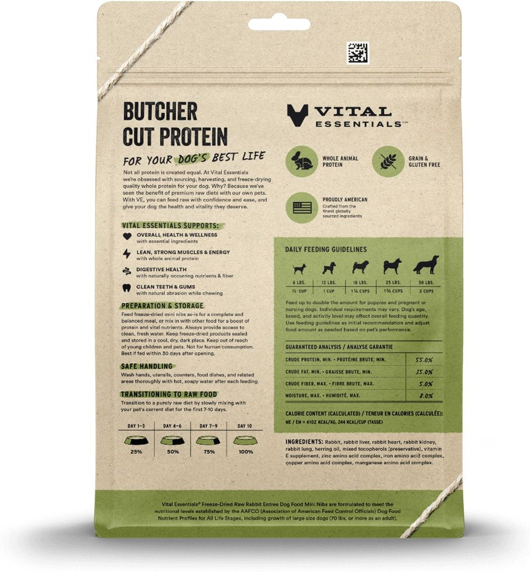 Vital Essentials Freeze-Dried Raw Rabbit Entree Mini Nibs Dog Food
