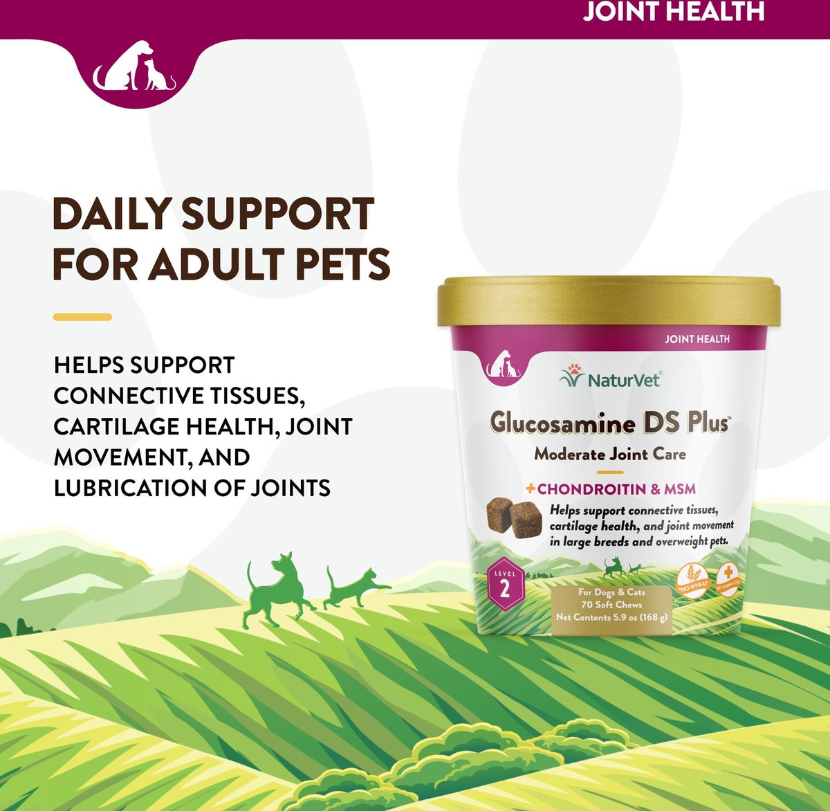 NaturVet Glucosamine DS Plus Moderate Joint Care Chews for Dogs and Cats