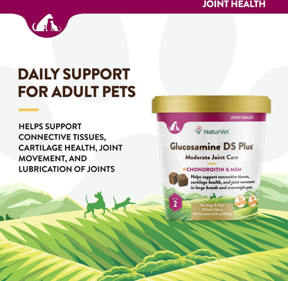 NaturVet Glucosamine DS Plus Moderate Joint Care Chews for Dogs and Cats