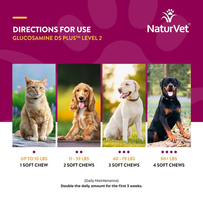 NaturVet Glucosamine DS Plus Moderate Joint Care Chews for Dogs and Cats