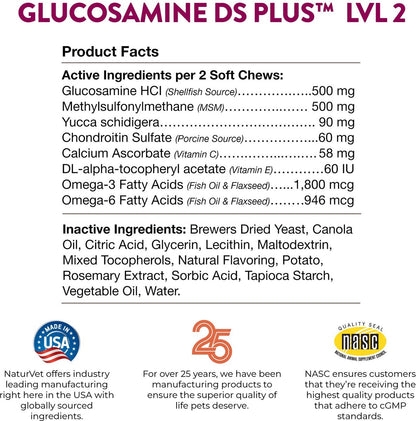 NaturVet Glucosamine DS Plus Moderate Joint Care Chews for Dogs and Cats