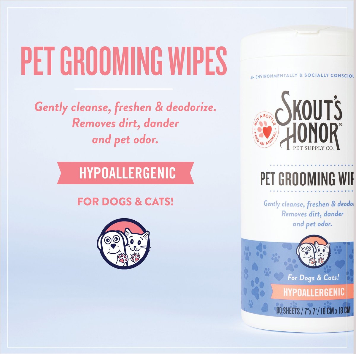 Skout’s Honor Grooming Wipes for Dogs and Cats, 80 count