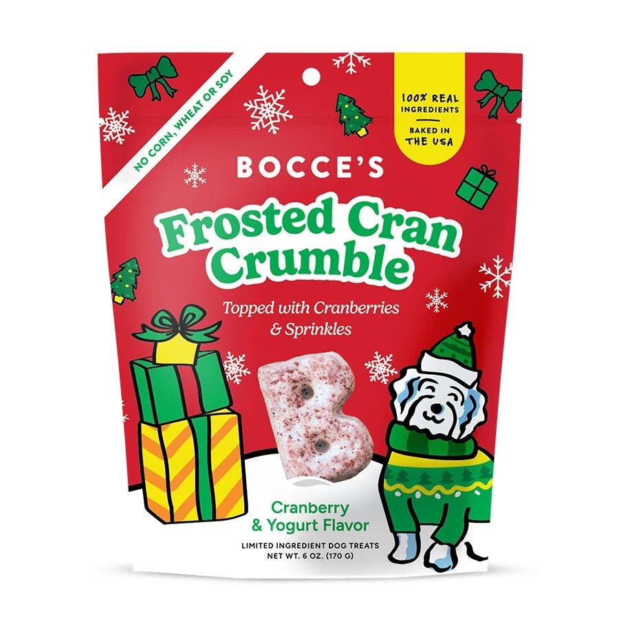 Bocce's Holiday Frosted Cran Crumble Soft & Chewy Dog Treats