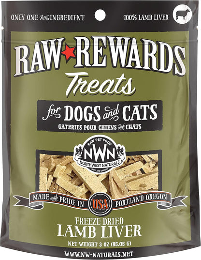 Northwest Naturals Raw Rewards Freeze Dried Lamb Liver Treats for Dogs and Cats