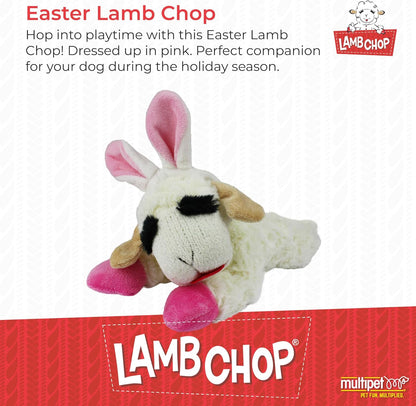 Multipet Easter Lamb Chop with Bunny Ears Plush Dog Toy