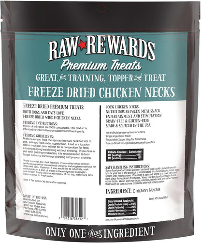 Northwest Naturals Raw Rewards Chicken Neck Freeze Dried Treats for Dogs and Cats
