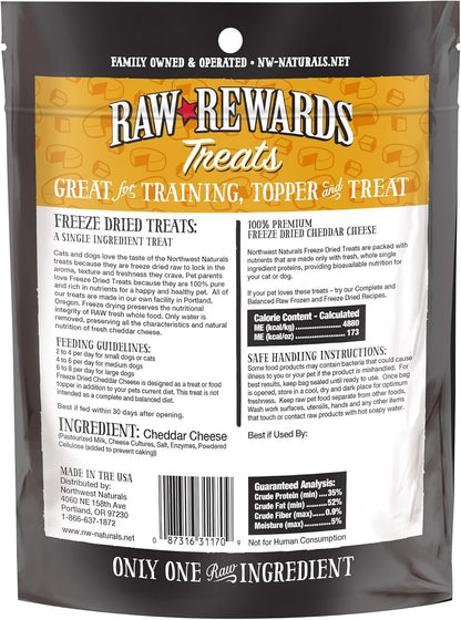 Northwest Naturals Raw Rewards Freeze Dried Cheddar Cheese Treats for Dogs and Cats