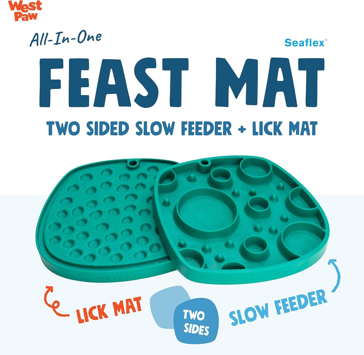 West Paw Feast Mat Dog Slow Feeder and Lick Mat, Waves
