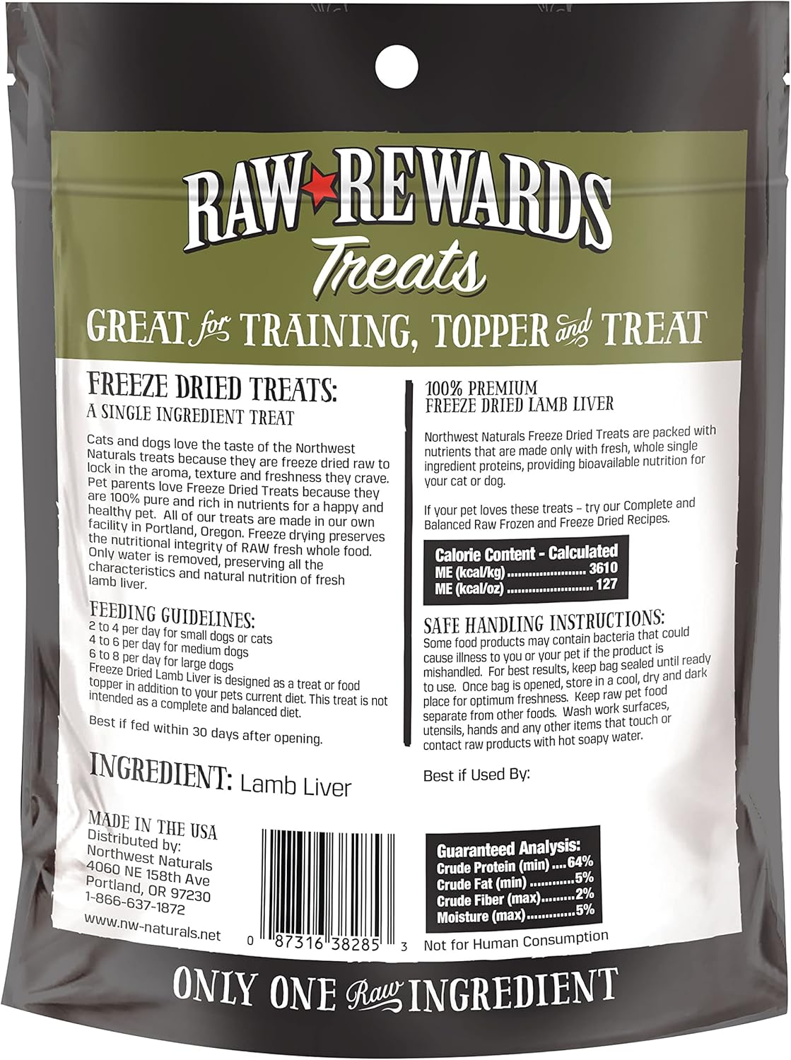 Northwest Naturals Raw Rewards Freeze Dried Lamb Liver Treats for Dogs and Cats