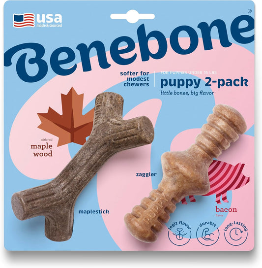 Benebone Maplestick/Zaggler Puppy Chew Toy (2-Pack)