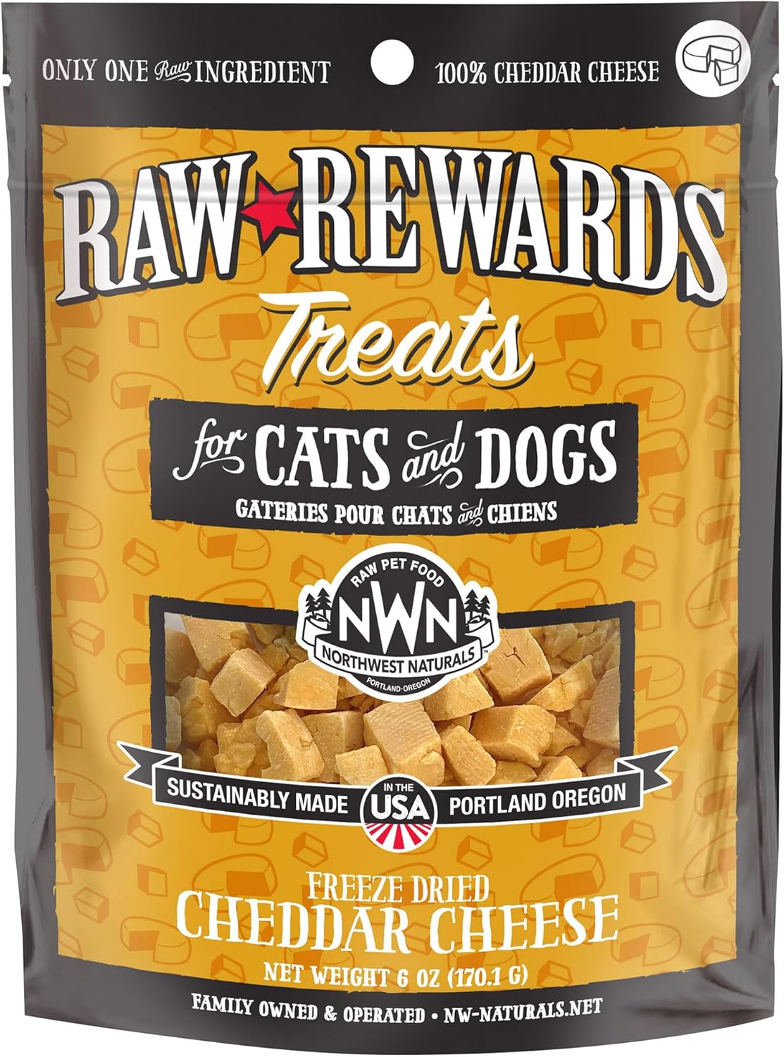 Northwest Naturals Raw Rewards Freeze Dried Cheddar Cheese Treats for Dogs and Cats