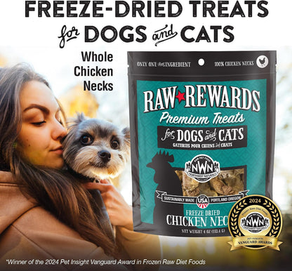 Northwest Naturals Raw Rewards Chicken Neck Freeze Dried Treats for Dogs and Cats