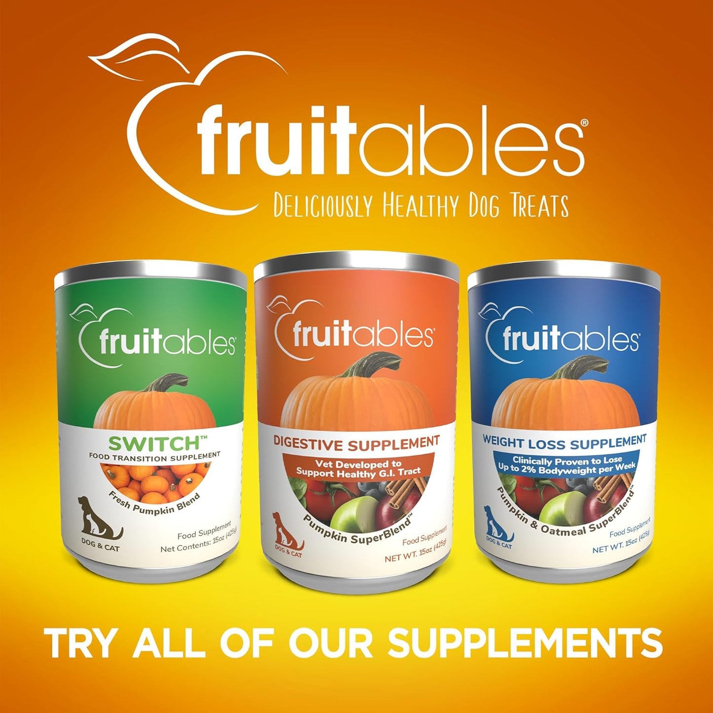 Fruitables Pumpkin and Ginger SuperBlend Digestive Supplement for Dogs and Cats