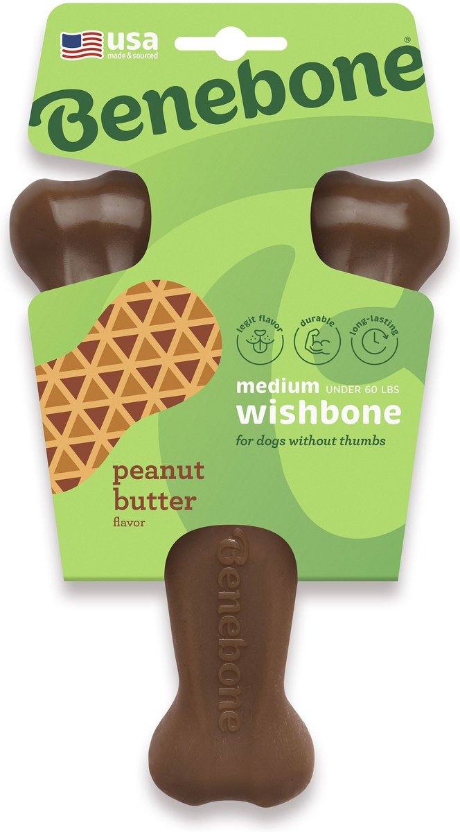 Benebone Dog Wishbone Peanut Butter Flavor Chew Toy