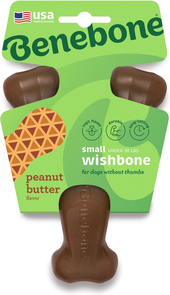 Benebone Dog Wishbone Peanut Butter Flavor Chew Toy