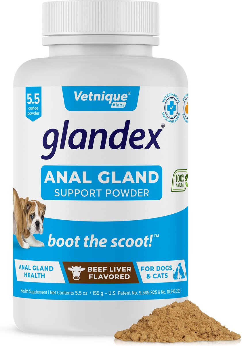 Vetnique Glandex Beef Liver Flavored Pumpkin Fiber Powder Supplement for Dogs and Cats