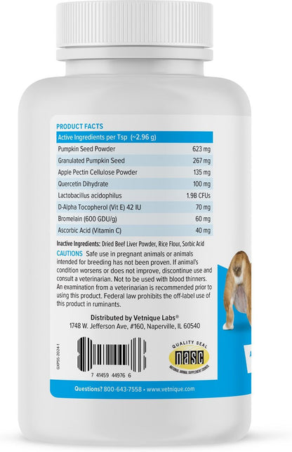 Vetnique Glandex Beef Liver Flavored Pumpkin Fiber Powder Supplement for Dogs and Cats
