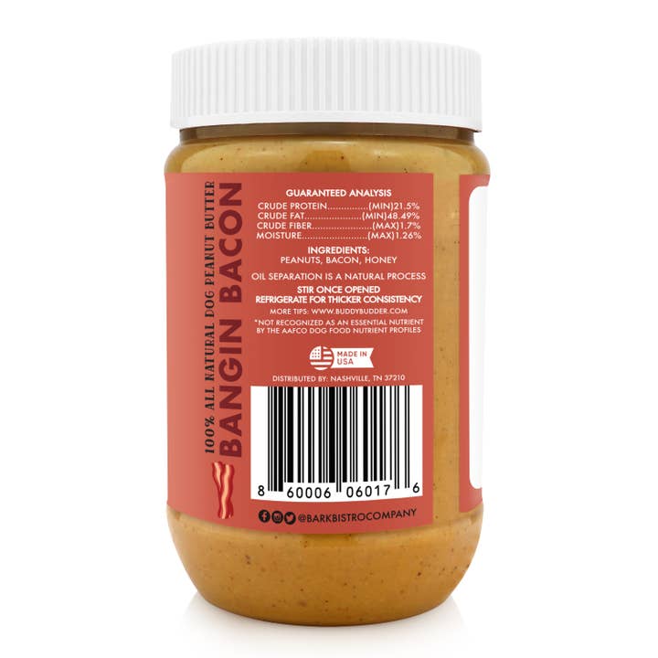 Bark Bistro Bangin Bacon Buddy Budder Peanut Butter for Dogs