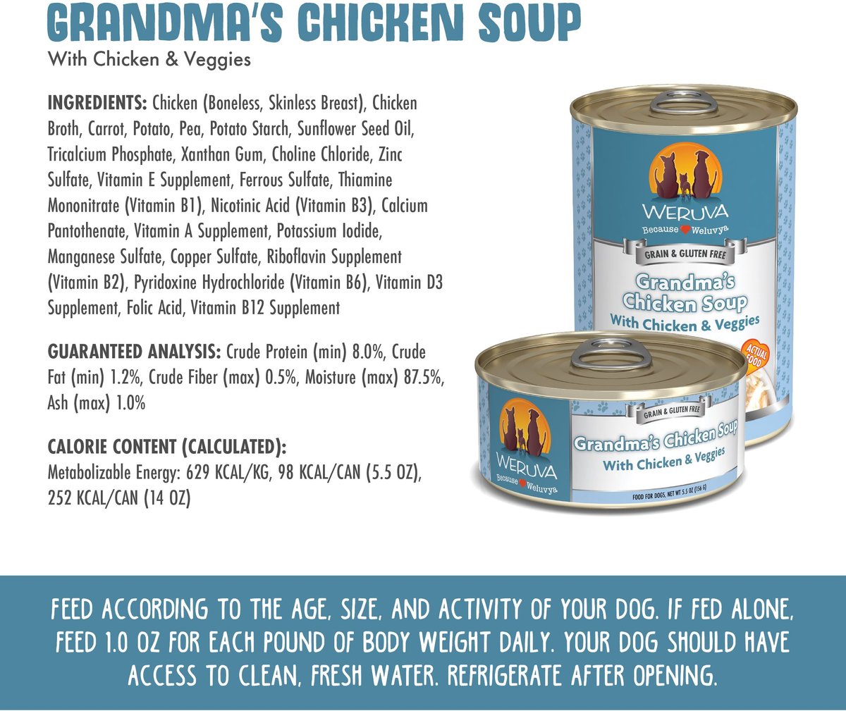 Weruva Dog Grandma's Chicken Soup with Chicken & Veggies Grain-Free Canned Food