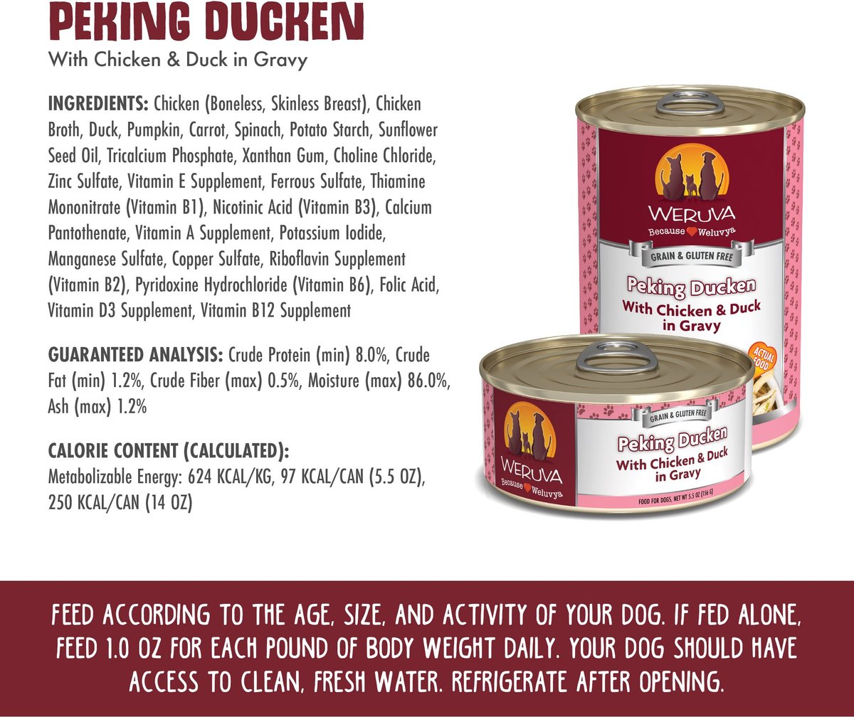 Weruva Dog Peking Ducken with Chicken and Duck in Gravy Grain-Free Canned Food