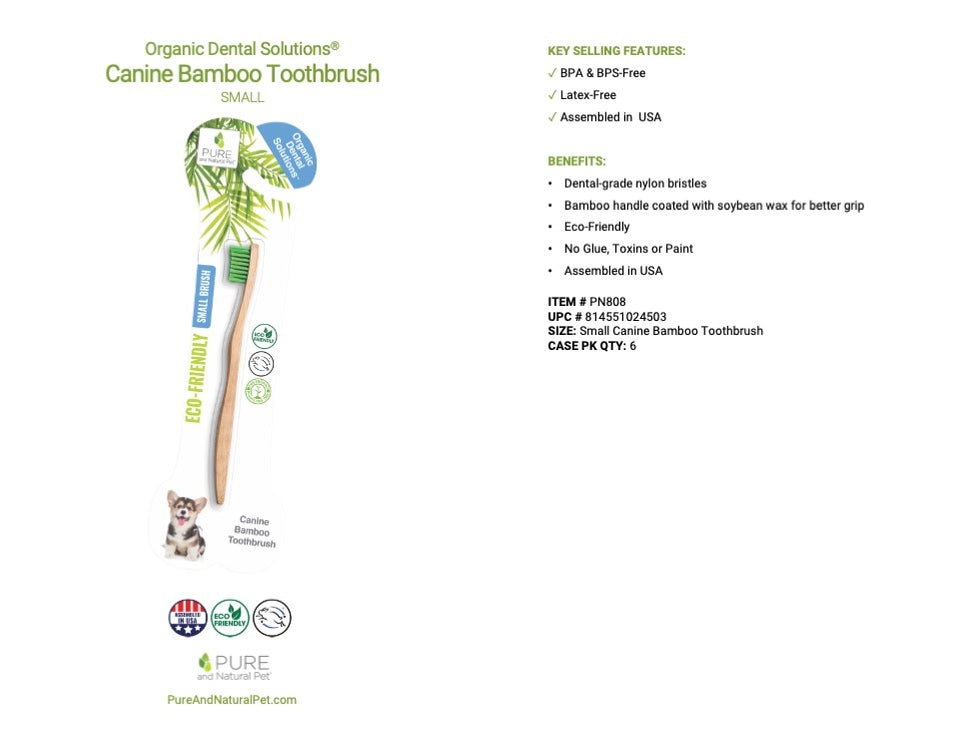 Pure and Natural Pet Bamboo Toothbrush, Small