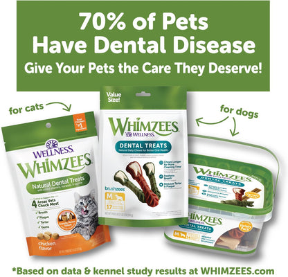 WHIMZEES by Wellness Brushzees Natural Grain-Free Dental Dog Treats, Extra Small