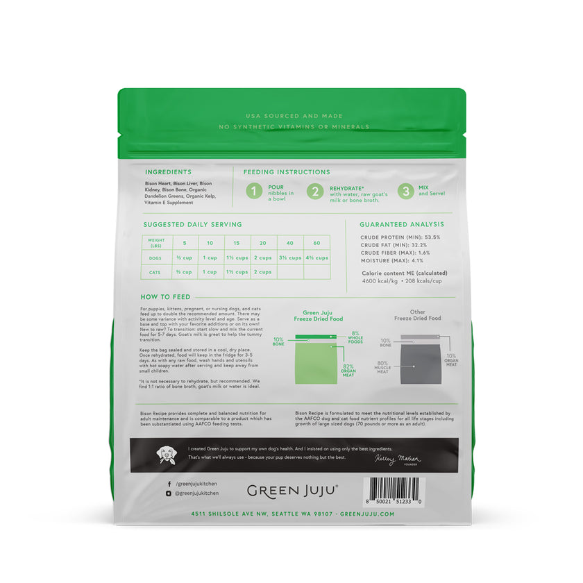 Green Juju Dog Freeze Dried Bison Raw Limited Ingredient Diet