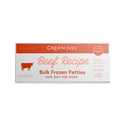 Green Juju Dog Frozen Beef Patties and Sliders