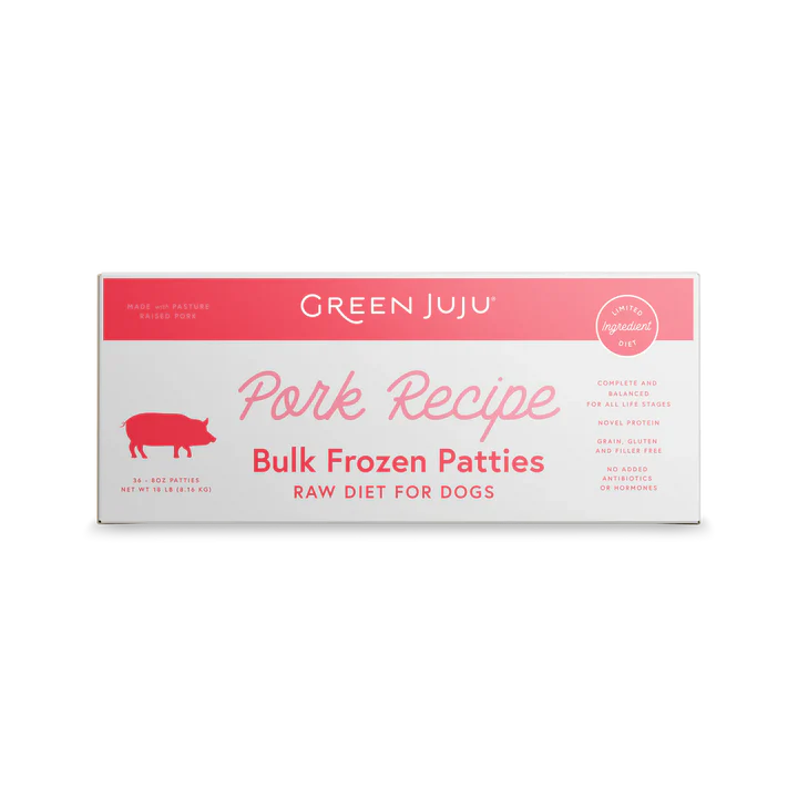 Green Juju Dog Frozen Pork Patties and Sliders