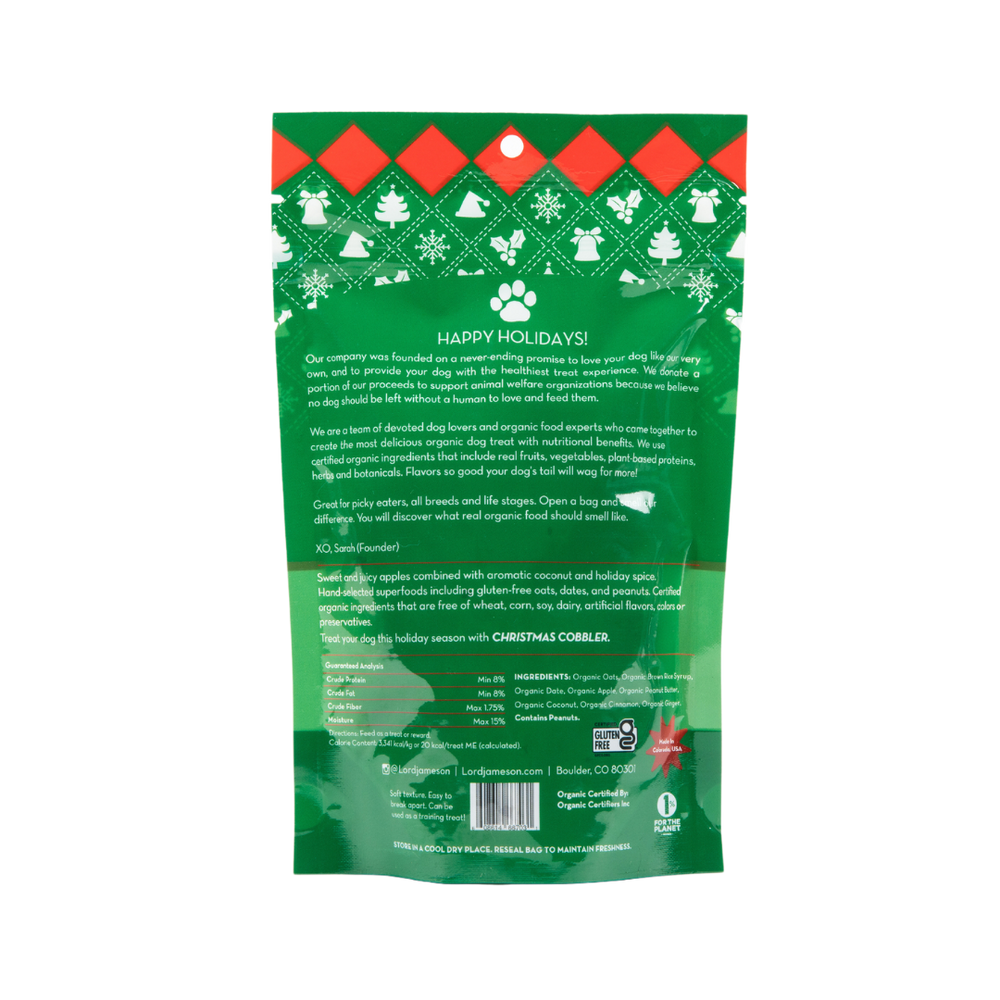 Lord Jameson Christmas Cobbler Organic Soft & Chewy Dog Treats 6oz