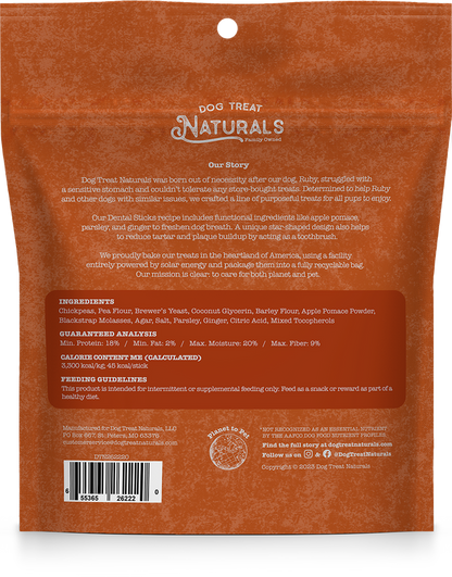 Dog Treat Naturals Dental Sticks, Chickpea & Ginger