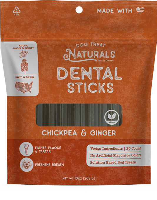 Dog Treat Naturals Dental Sticks, Chickpea & Ginger