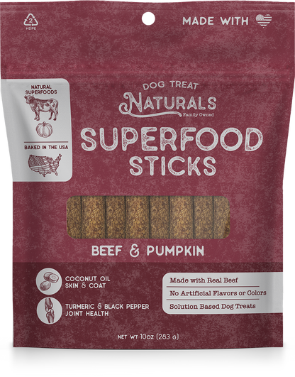 Dog Treat Naturals Superfood Sticks Beef & Pumpkin Dog Treats