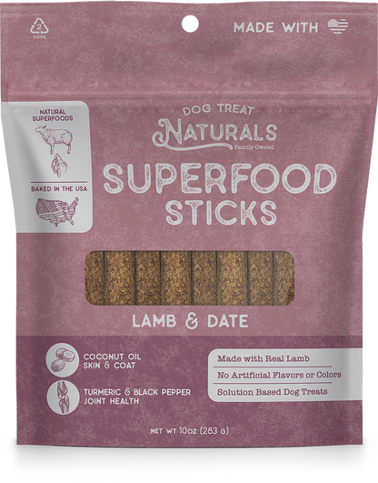 Dog Treat Naturals Superfood Sticks Lamb & Date Dog Treats