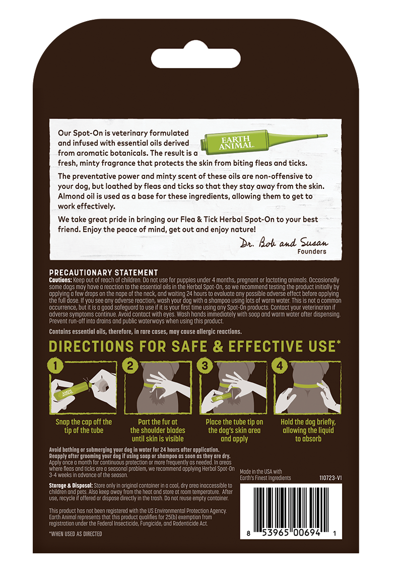 Earth Animal Natural Flea & Tick Herbal Spot-On Treatment
