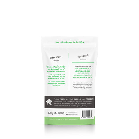 Green Juju Bison Liver Trainers Freeze-Dried Single-Ingredient Treats for Dogs and Cats