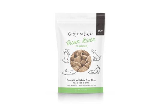 Green Juju Bison Liver Trainers Freeze-Dried Single-Ingredient Treats for Dogs and Cats