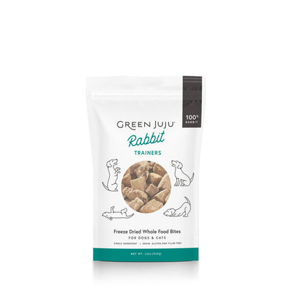 Green Juju Rabbit Trainers Freeze-Dried Single-Ingredient Treats for Dogs and Cats