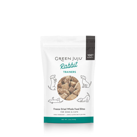 Green Juju Rabbit Trainers Freeze-Dried Single-Ingredient Treats for Dogs and Cats