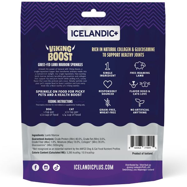 Icelandic+ Viking Boost: Grass Fed Lamb Marrow Sprinkles Food Topper for Dogs & Cats