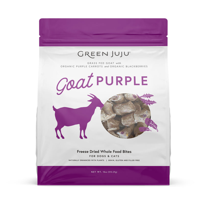 Green Juju Freeze Dried Goat Purple Whole Food Bites for Dogs and Cats