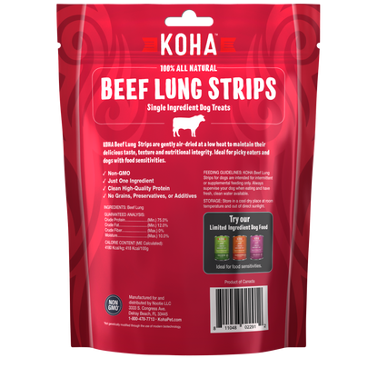 Koha Dog Grain Free Beef Lung Strip Treats