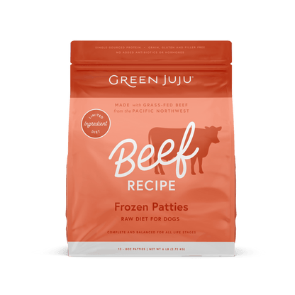 Green Juju Dog Frozen Beef Patties and Sliders