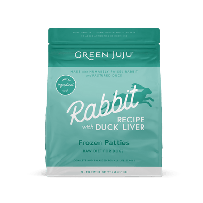 Green Juju Dog Frozen Rabbit Patties and Sliders