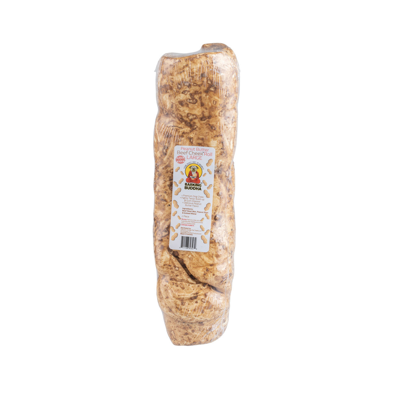 Barking Buddha Peanut Butter Beef Cheek Roll Dog Treat, Large