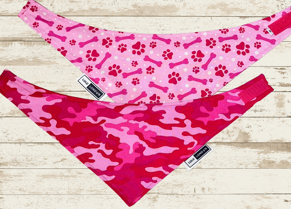 Lulu London Camo and Bones Custom Reversible Dog Bandana